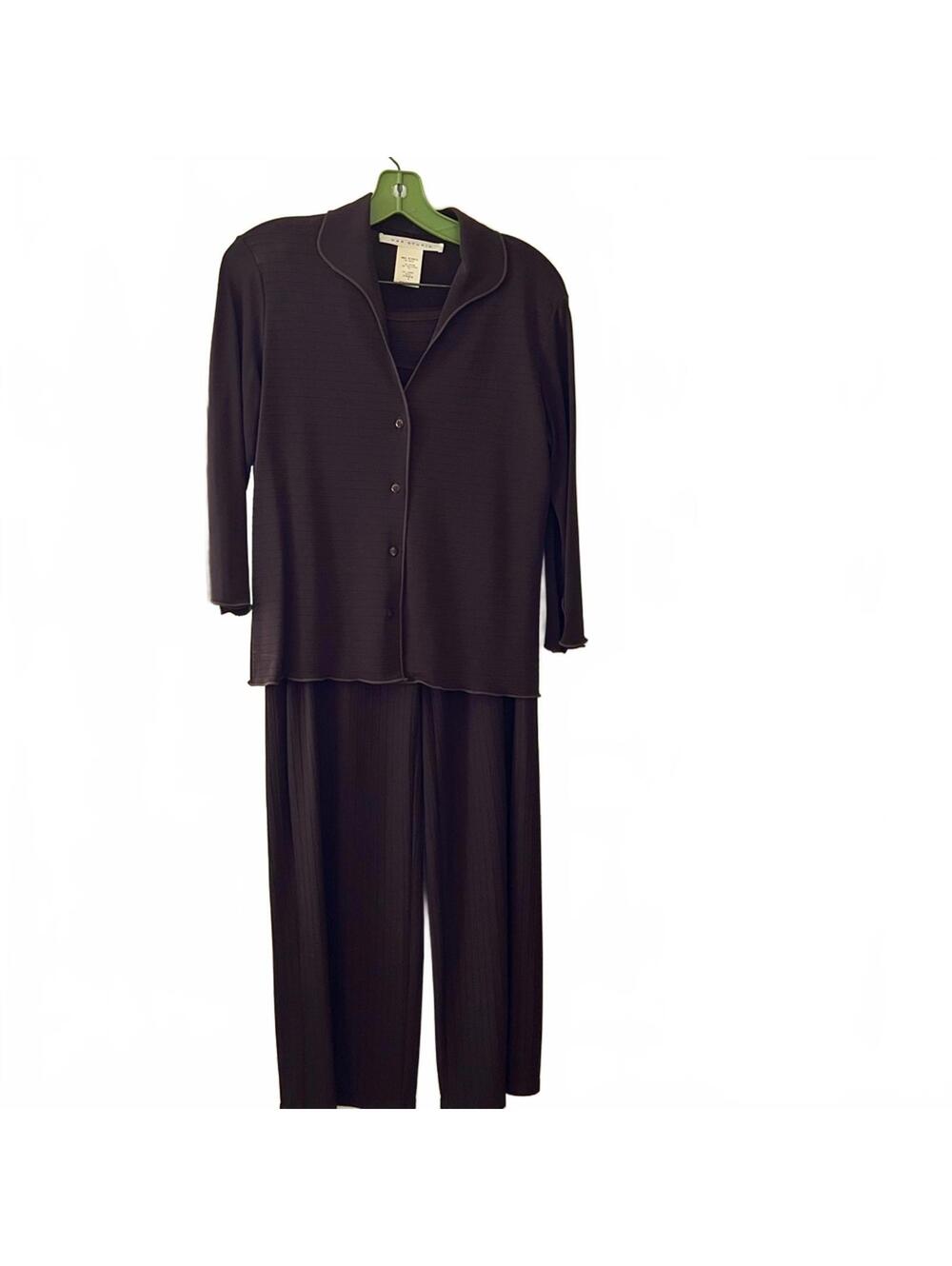 Max Studio Chocolate Brown Cardigan and Capri Pants Outfit (2 peice Set)